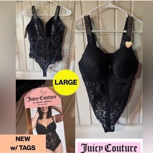 JUICY COUTURE Black Lace Bodysuit Intimates 🖤 (Size Large) NEW w TAGS 🏷️